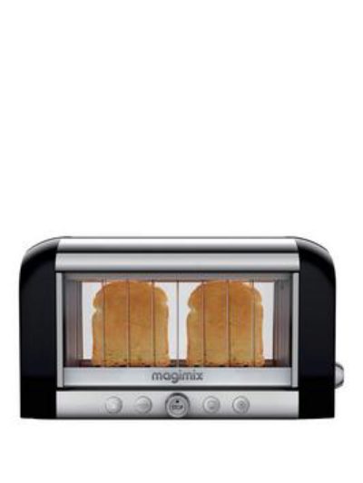 Magimix Polished Stainless Steel Glass 2-Slice Vision Toaster With Black Ends Magimix Polished Stainless Steel Glass 2-Slice Vision Toaster With Black Ends
